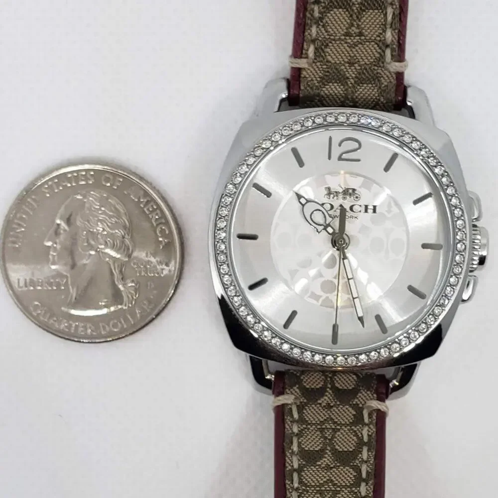 Coach Signature Boyfriend Watch Khaki/Burgundy